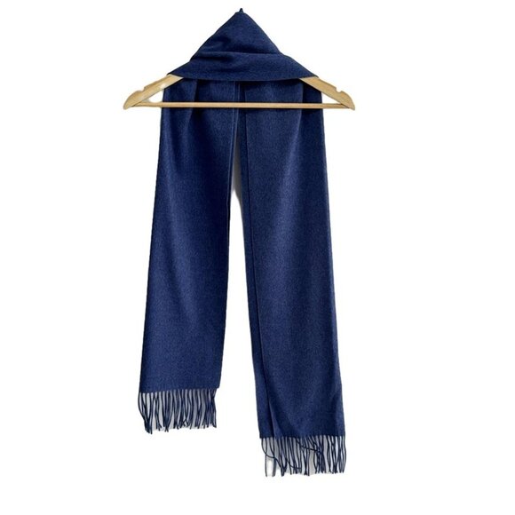 Auth PRADA 2FS065 Navy Silk Cashmere Scarf - Picture 1 of 9